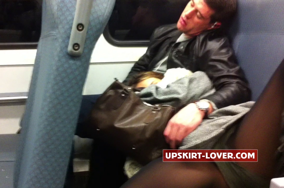 Sexy girlfriend and her boyfriend sleep in train